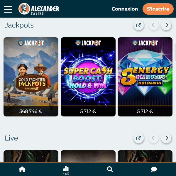 Section des jackpots du casino
