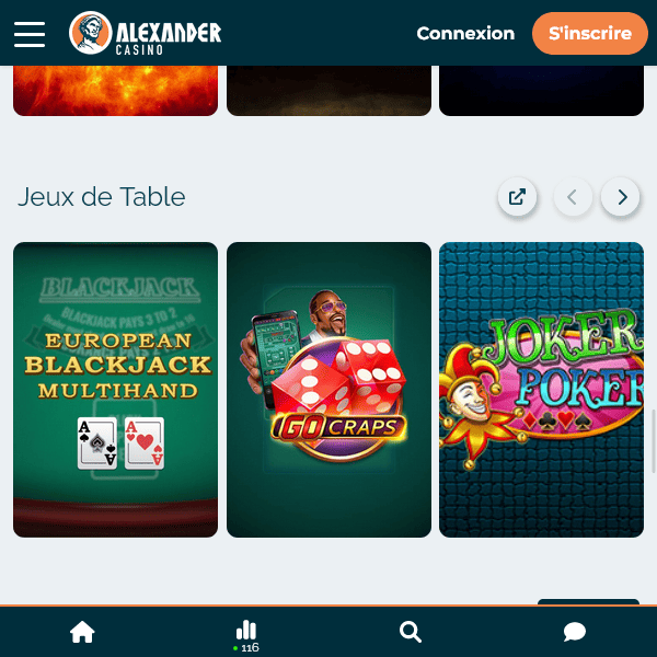 Section des jeux de table