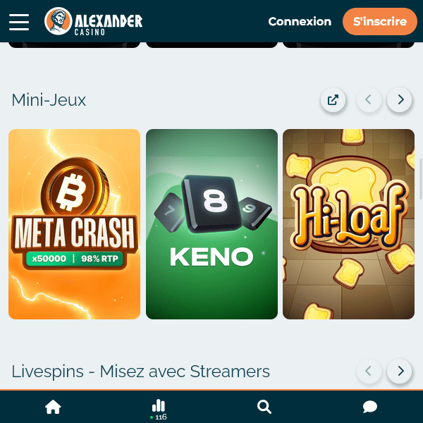 Section des mini-jeux